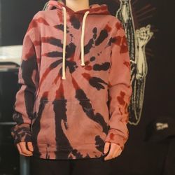 Black And Pink Tie-Dyed Hooded Sweatshirt