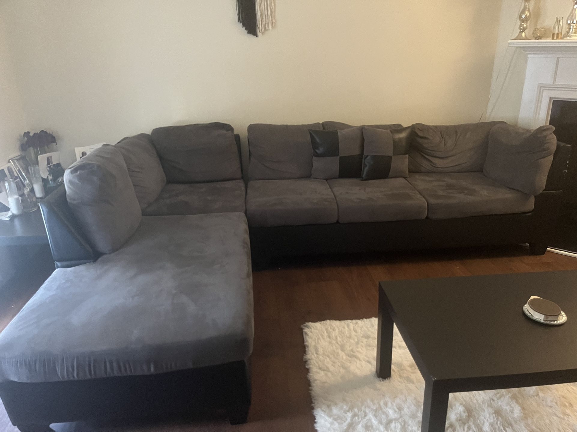 Suede Leather Sectional $250 OBO