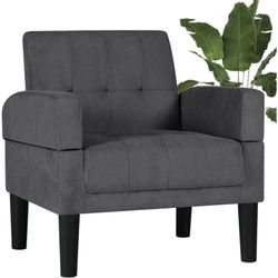 NEW LAZZO Mid-Century Fabric Tufted Accent Living Room Armchairs (Dark Grey)