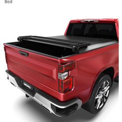 Soft Quad Fold Tonneau Cover 2019-2024 Chevrolet Silverado/GMC Sierra 1500, 2(contact info removed) with 6.9 ft bd