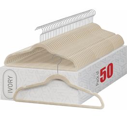 Ivory Velvet Hangers Pack of 50