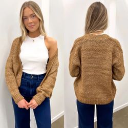 Volcom deserts edge cardigan sweater in vintage brown size M medium