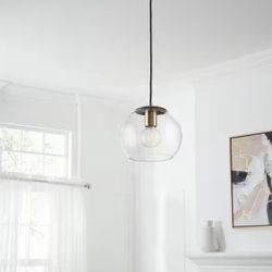 Home Decorators Collection 1-Light Antique Brass and Glass Mini-Pendant