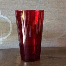 Red Glass Flower Vase