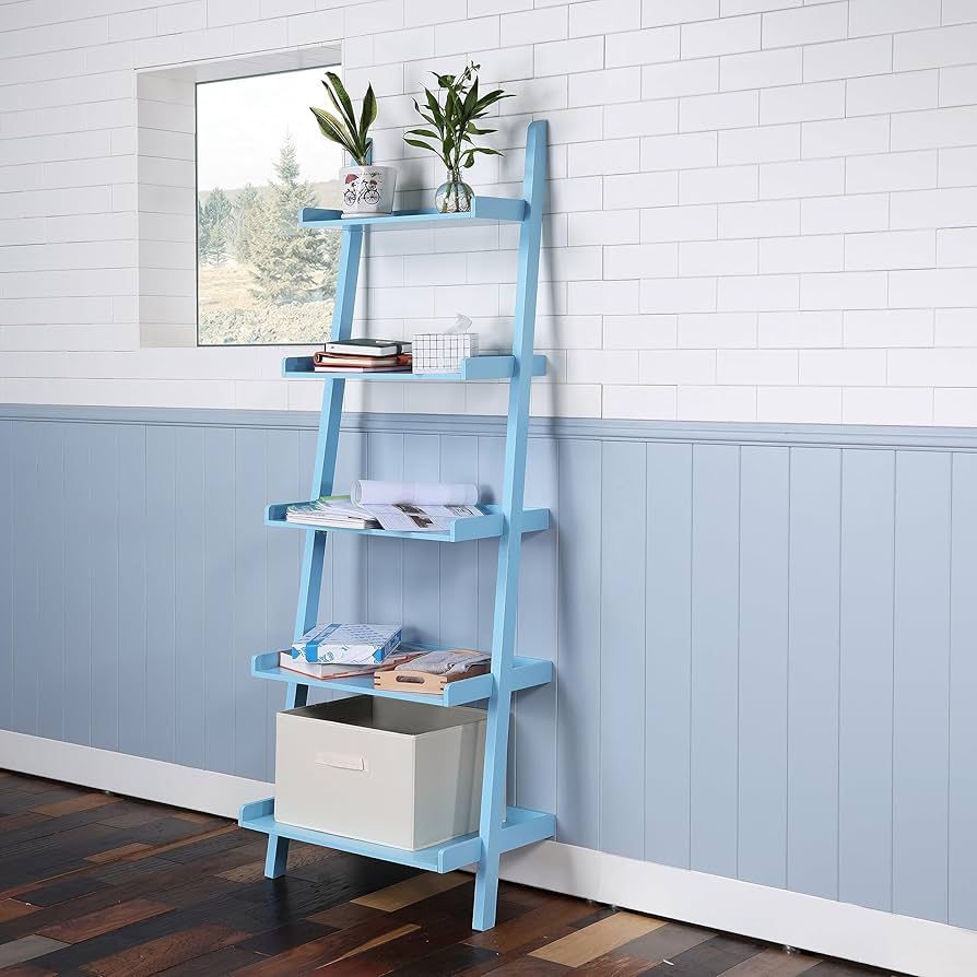 NEW 5-Tier Ladder Shelf – Embrace Comfort and Joy in Your Space with Stylish Blue Wood Design