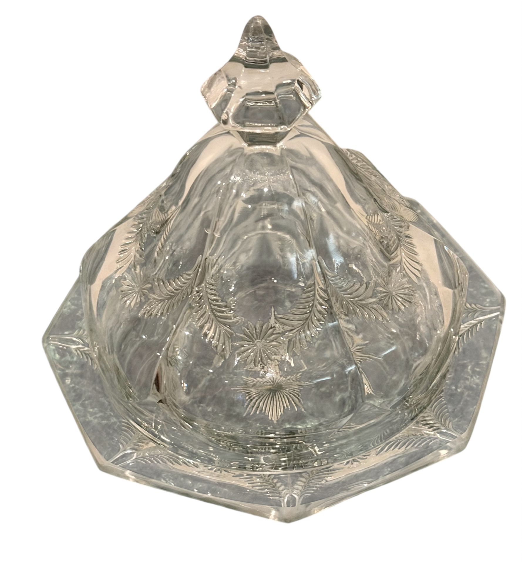 Vintage Crystal Dome Covered Butter Dish