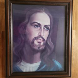 Vintage Framed Portrait of Jesus Christ - 19.5"x24"