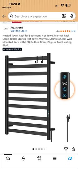 NEW Aquatrend 10 Bar Heated Towel Rack Warmer  Matte Black
