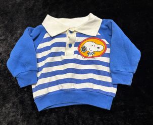 Baby Boy 3-6 Months True Vintage 1958 Snoopy Peanuts Striped Collared Polo