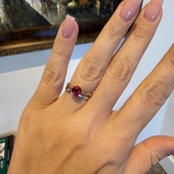 14K Yellow Gold Ruby Ring Promise Engagement  Wedding 