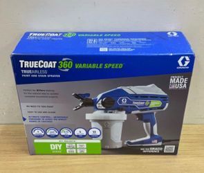 GRACO TRUE COAT 360 VARIABLE SPEED TRUE AIRLESS PAINT AND STAIN SPRAYER.
