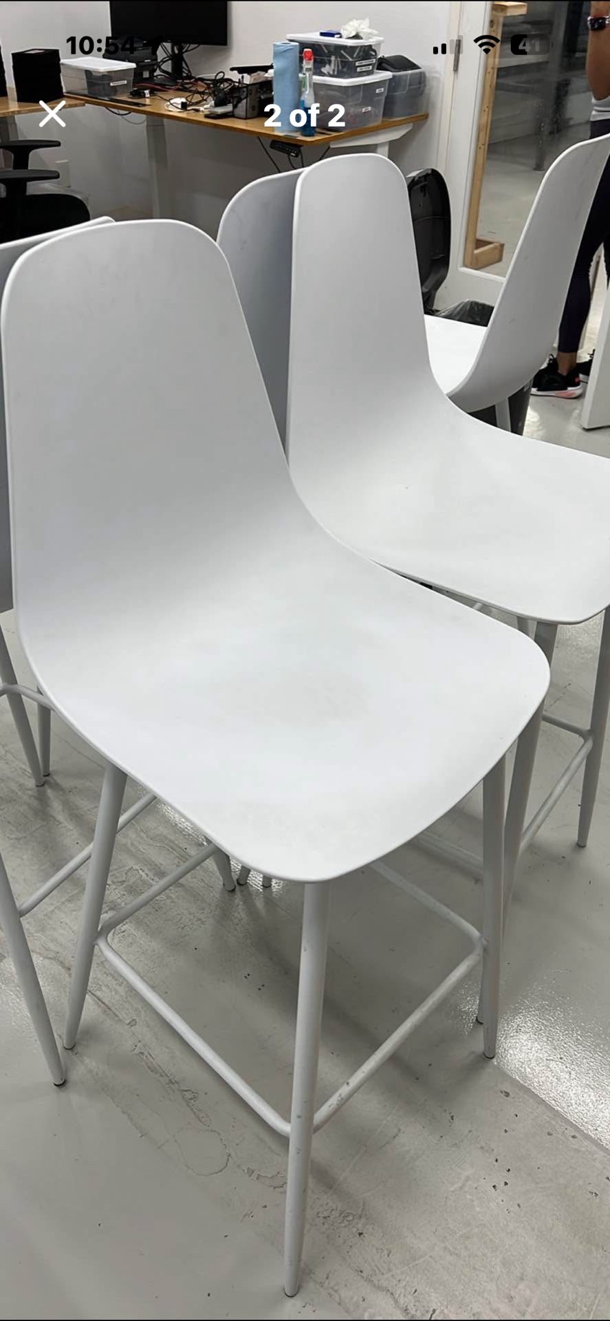 SET OF 5 MODERN WHITE BAR STOOLS