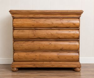 Solid Wood Bowed-Front 4-Drawer Chest / Dresser – Heavy & Substantial