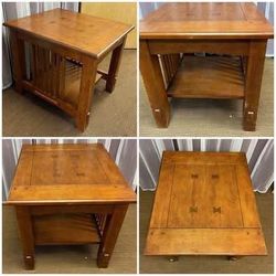 Mission Style End Table. Side Table. Accent Table. Couple dings on legs. Free to ask, I reply. 