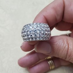 Sterling Silver Ring With Multiple Cubic Zirconias