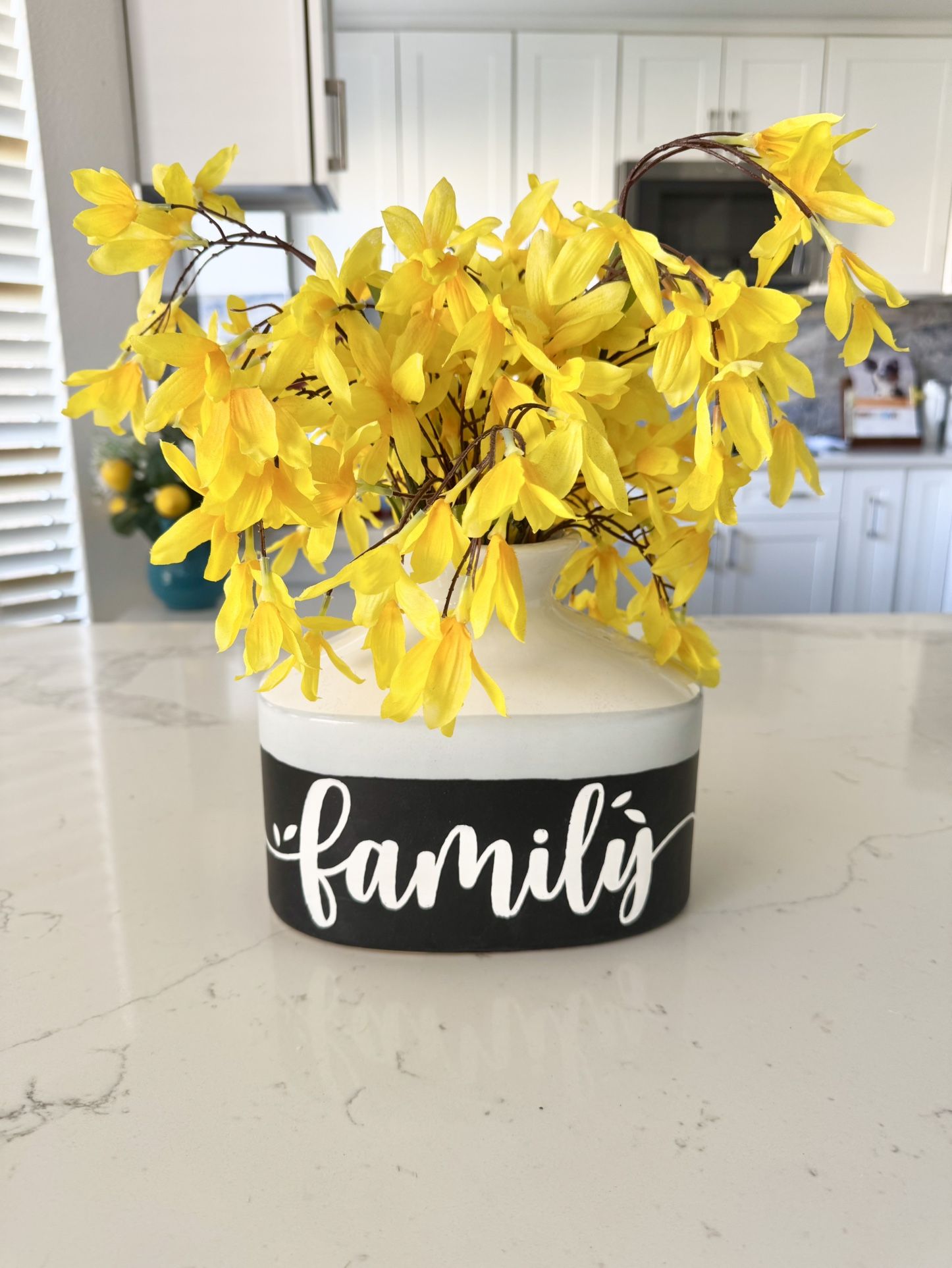 Vase With Yellow Faux Flowers For Fall Home Decir