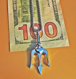 Trident Pendant 24 Inch Chain Necklace 