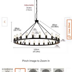 Vintage Black Wagon Wheel Chandelier 