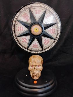 Gemmy Halloween Animated Mystic Fortune Teller Wheel Of Misfortune Skull