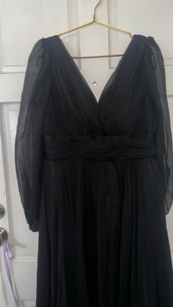 Black Chiffon Long Sleeve Maxi Dress