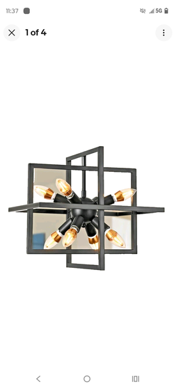 Metal Lantern Chandeliers 8 Light Modern Geometric Pendant Light Fixture