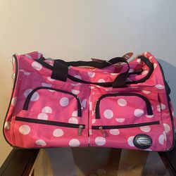 Voyage 22 In. Rolling Duffle Bag, Pinkdot | Pink Bag Duffel Dot Luggage Travel