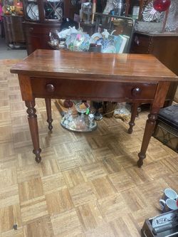Antique 1900s solid wood table with drawer 36 by 30 by 20