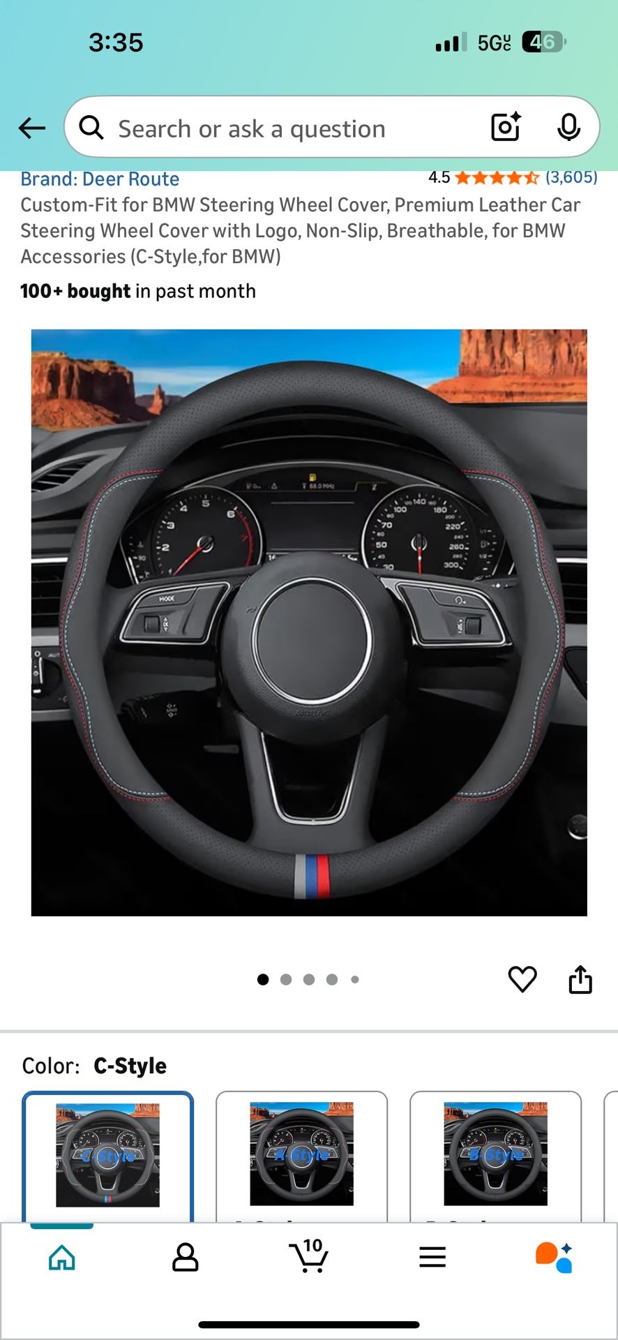 Custom-Fit for BMW Steering Wheel Cover, Premium Leather Car Steering Wheel Cover with Logo, Non-Slip, Breathable, for BMW