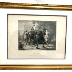 steel engraving titled "The Duel". It depicts a scene from Act 3, Scene 4 of William Shakespeare's play Twelfth Night. The original painting was creat