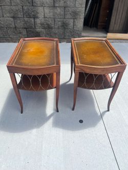 matching antique mahogany end table set