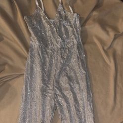 Silver sparkly jumpsuit romper
