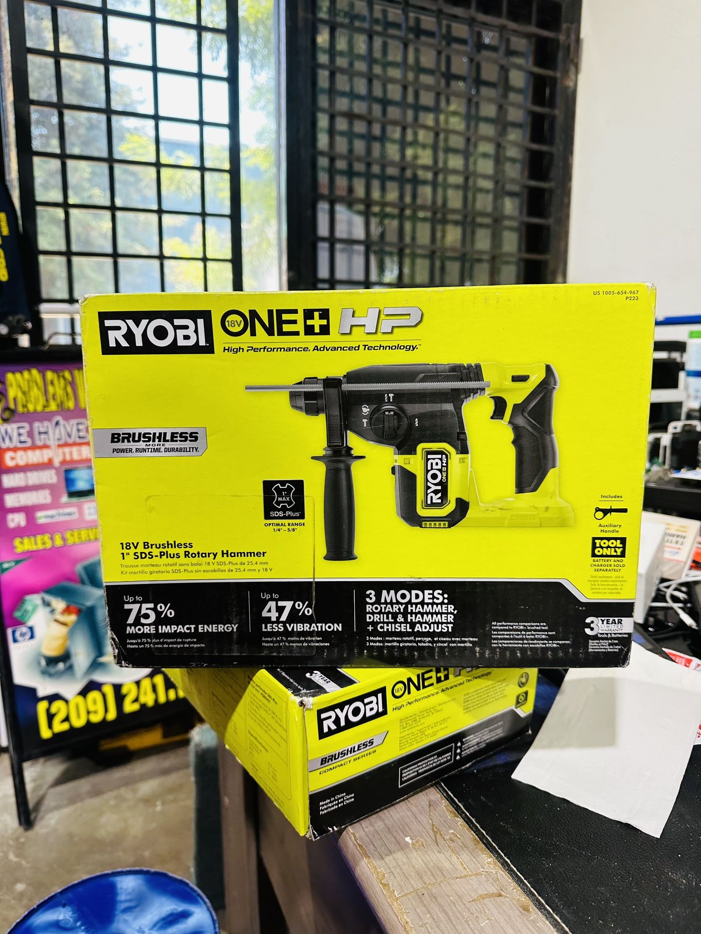 RYOBI ONE+ HP 18V Brushless Cordless 1 in. SDS-Plus Rotary Hammer Drill (Tool Only)