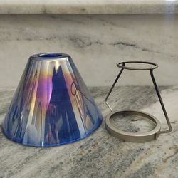 Candle Lampshade Glass Holographic Blue Purple 