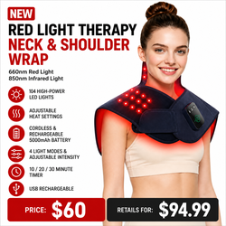 NEW Cordless Red Light Therapy Neck & Shoulder Wrap | Rechargeable