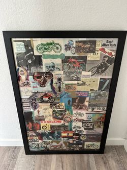 27 X 40” Motorcycle Art real clippings handmade