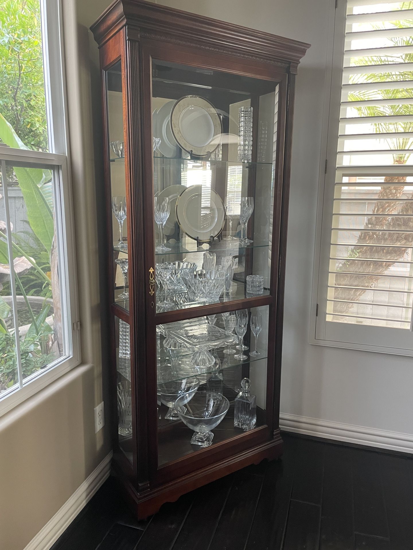 Curio Cabinet Cherry Wood And Glass