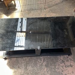 Black Glass & Metal TV Stand