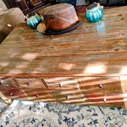 Solid Wood Rustic Boho Coffee Table