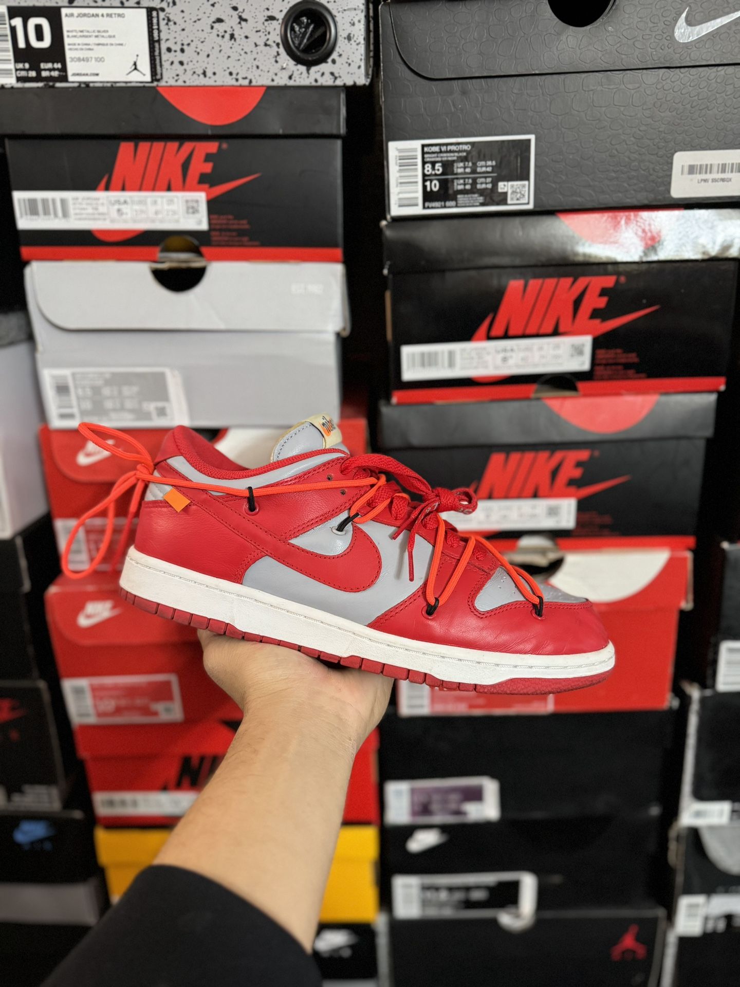 Nike Off White Dunk Low University Red size 9.5 USED But Clean