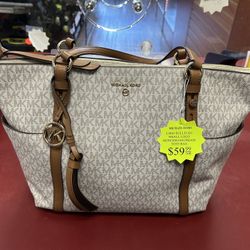 96091 Used Sullivan Small Logo Monogram Cream Tote Bag 577683