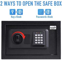 Safe Box 0.44 Cubic Feet Electronic Digital Security Box, Keypad Lock Box Cabinet Safes, Solid Alloy Steel Office Hotel Home Safe, Black