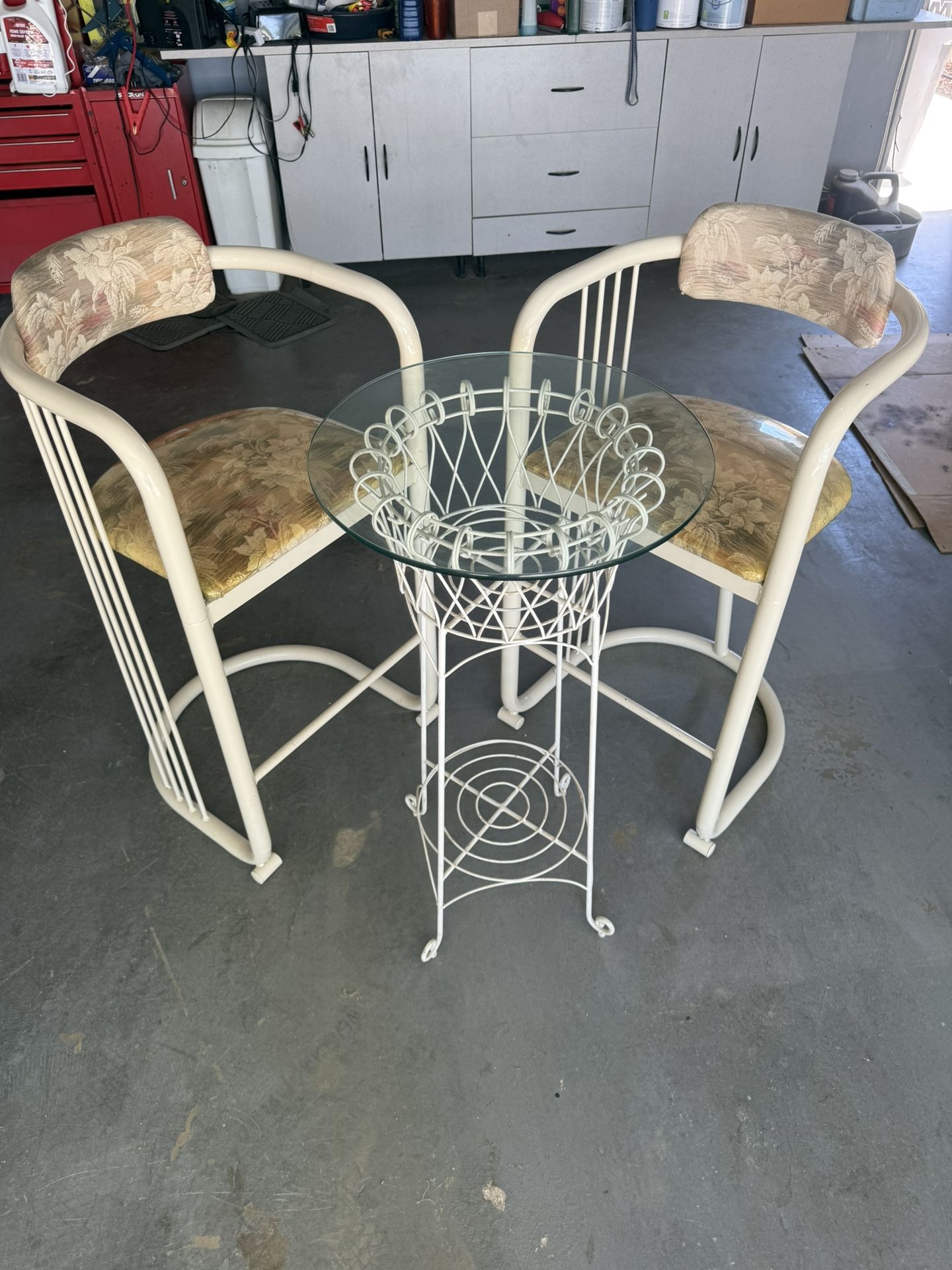 Bar Stool And Glass Table 
