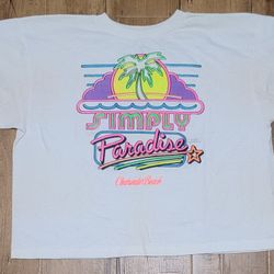 Vtg 1990 Simply Paradise Clearwater Beach Florida Single Stitch Crop T-shirt