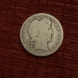 Silver Barber Quarter 1909