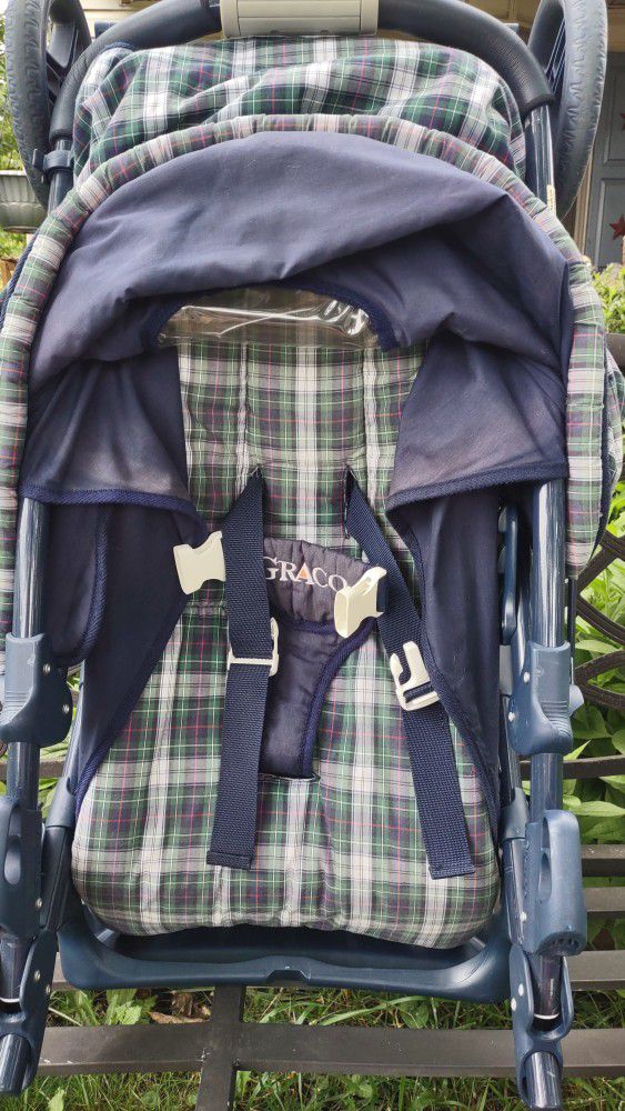 Very Nice Stroller Blue With Plaid