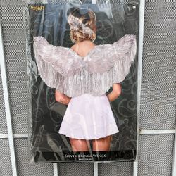 Sparkly Silver Angel Wings And Halo Head Piece 