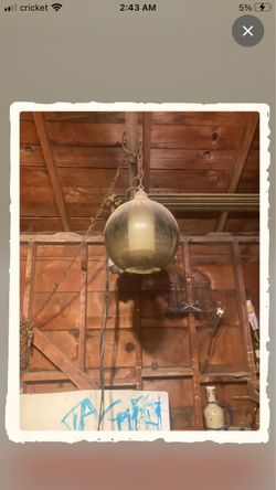 Vintage smoke glass globe swag lamp