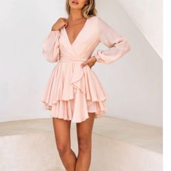 Pink / Beige Flowy Dress (small)