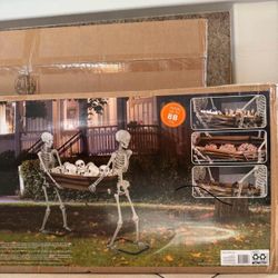 Halloween Decoration Skeleton Duo Carrying Coffin Life Size