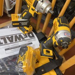 DEWALT 20-Volt MAX XR Cordless Brushless 1/2 in. Mid-Range Impact Wrench with - Drill1/4”Impact and Battery 4 Ah no charger